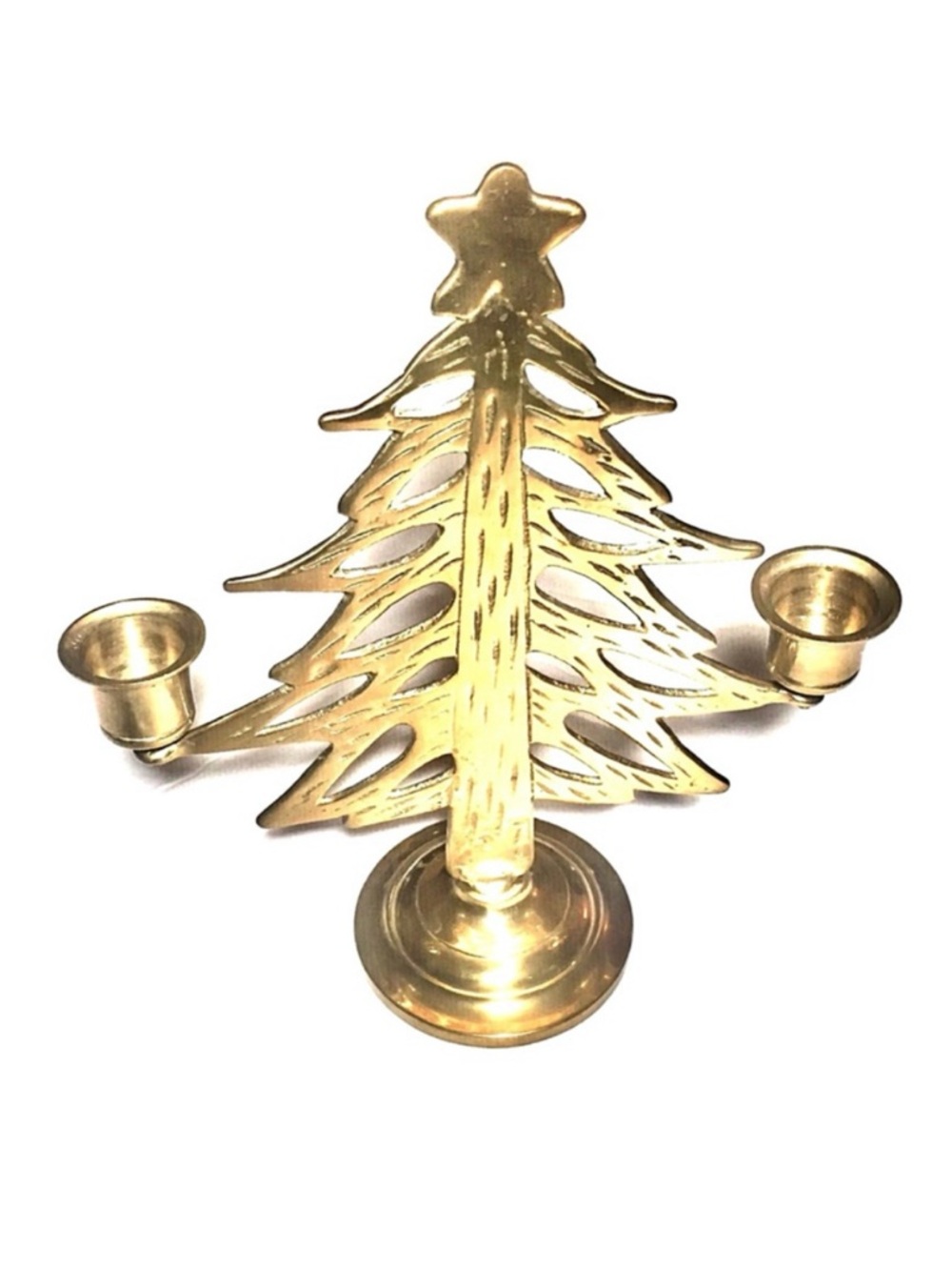 Brass Christmas Tree Candle Holder- Holiday Decor